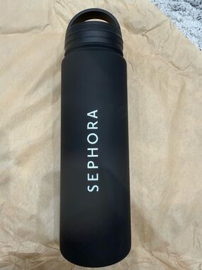 Sephora Matte Black Travel Water Bottle with QR Lid